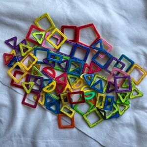 Magnetic Building Tiles Shapes 90+ Lot Colorful Shapes Educational Kids Toys